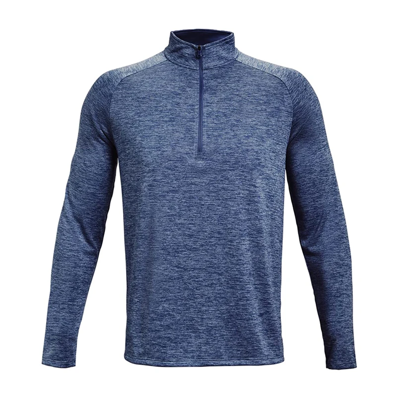 2022 Hot Sale Men Golf Top Wear Polyester Spandex Long Sleeve Golf Shirts Navy Blue With Zip/