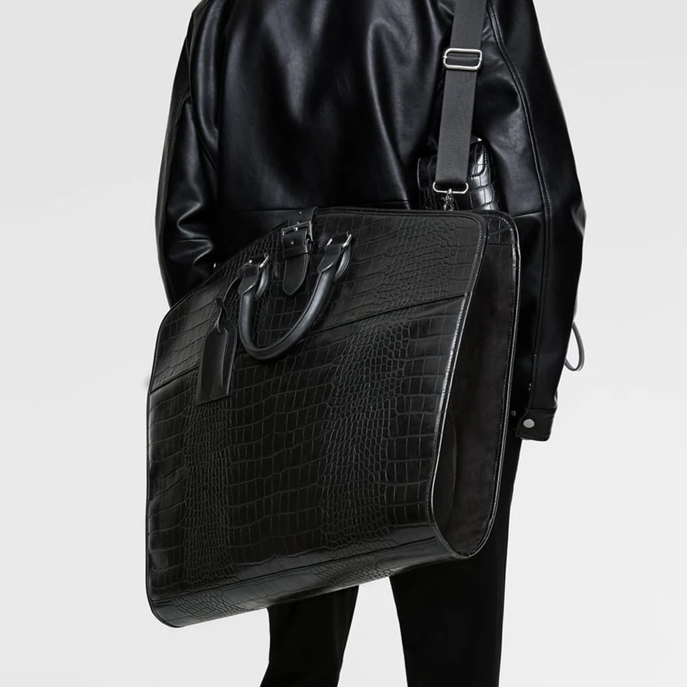 
Custom Black High Quality Vegan Leather Mens Travel Bowling Bag Carrier For Men 