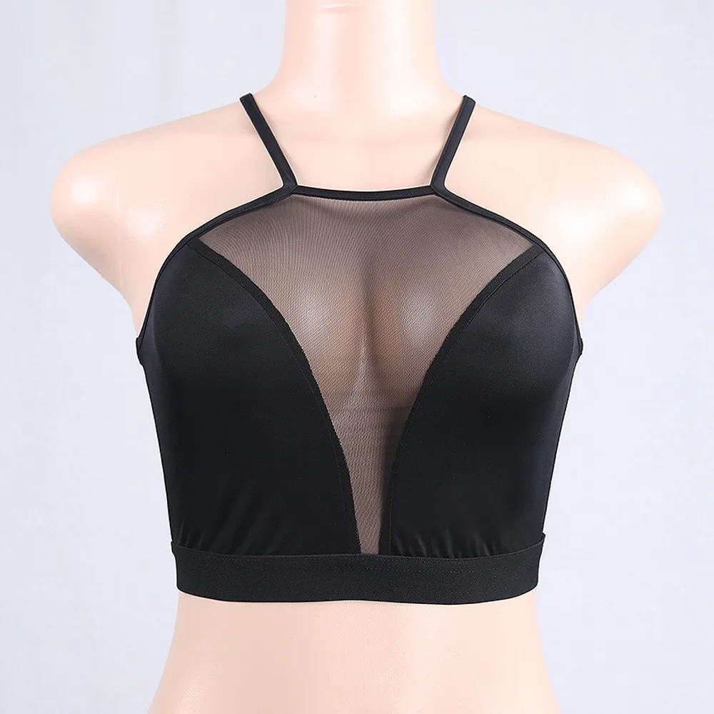 2019 Sports Yoga Bra Summer Women Tank Top Sleeveless Yoga Sport Crop Tops Shirt Mesh Breathable Perspective Sexy Sports Vest