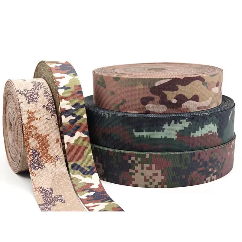 Nylon heat transfer color woven tape camouflage Velcro woven tape jacquard elastic band