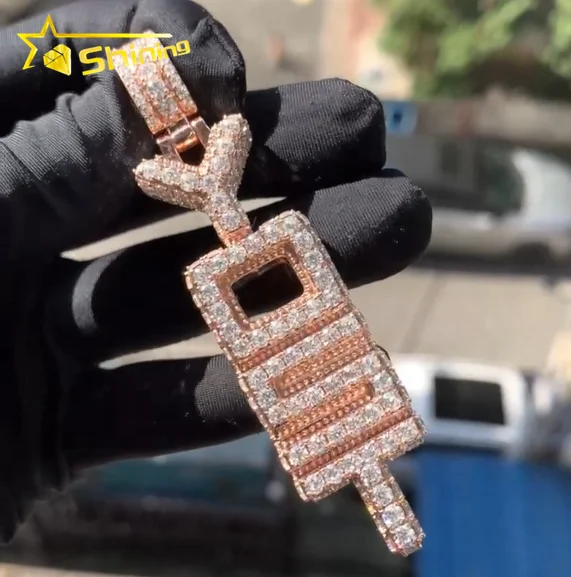 Special Design 925 Sterling Silver VVS Diamond Pass Diamond Tester Hip Hop Jewelry Iced Out Moissanite Initial Letters Pendant