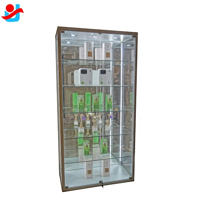 Guangzhou Factory Modern Full Vision Aluminum Frame Glass Vitrina  Bag Display Showcase