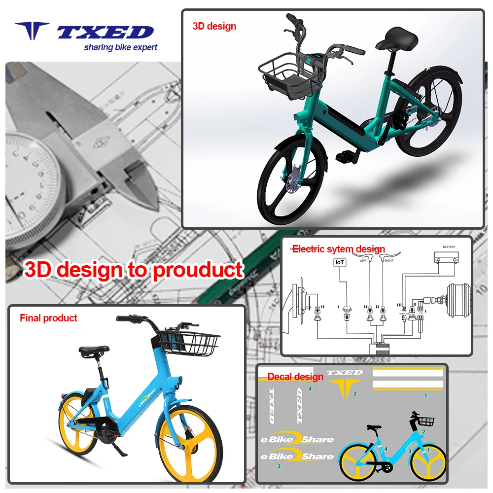 TXED Sharing E Bike 26 Inch E Bicycle Electric Public Bike Rent Bbike