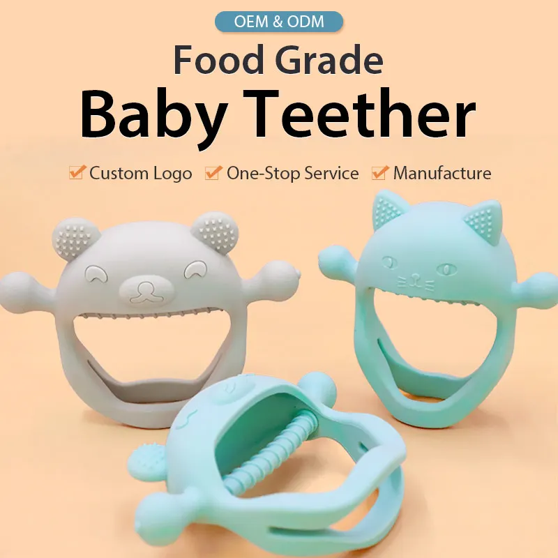 Silicone Baby Kids Toys Cute Bear Silicone Baby Gloves Teether