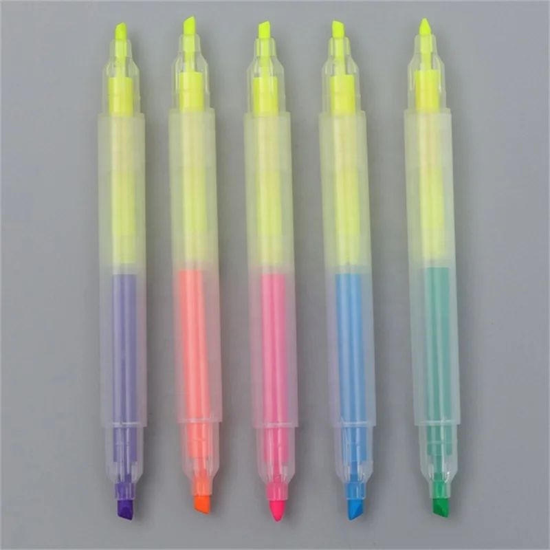 
Manufacture 2020 new style hot sales different color double tip highlighter pen 