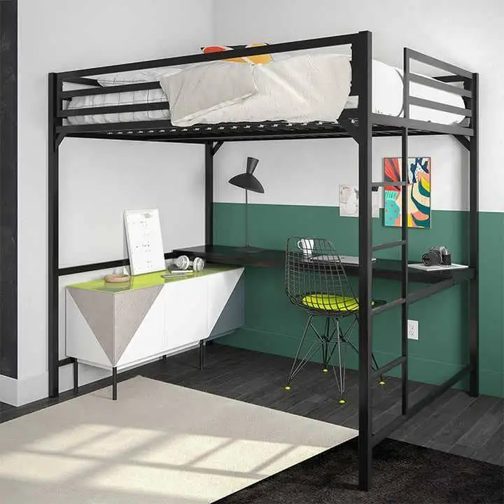 High Quality Metal Loft Bunk Bed with Desk and Locker for Adults for Dormitory Apartments Collage Bedrooms Hotels Schools
