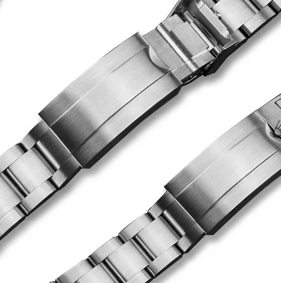 Luxury 20mm Roles Bracelet Brushed Finished Silver Glidelock Folding Buckle 316L Solid Stainless Steel Watch Strap