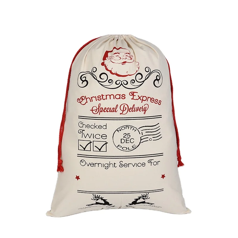 High Quality 100% Cotton Canvas Santa Sacks Wholesale 50*70 cm Gift Christmas bag sack