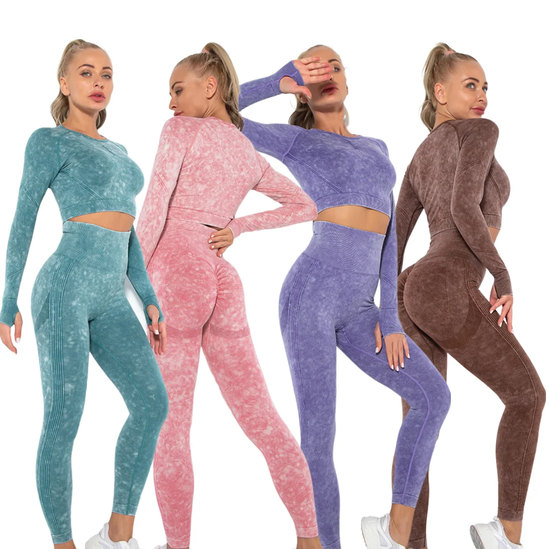 Innovative Products 2024 Wholesale Long-sleeved Gym Fitness Butt Lifting Fitness Leggings Workout Yoga Suit Yoga Sets