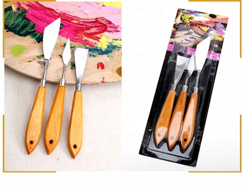 3Pcs Mixed Stainless Steel Palette Scraper Set Spatula Knives For Artist Oil Painting Tools DIY Paint Scraper Set