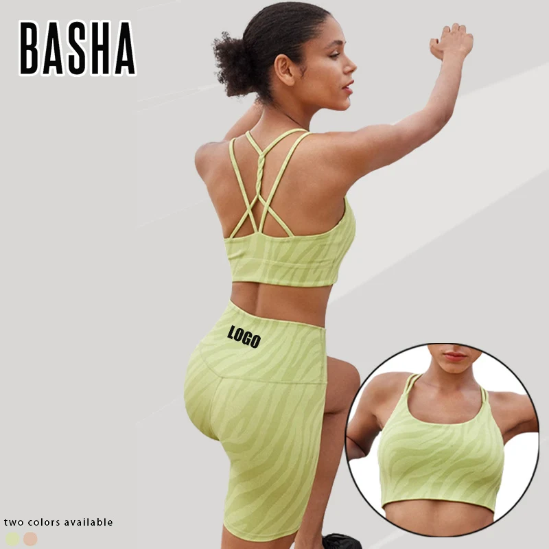 Bashasports New printed yoga suit sports vest top breathable fitness sportswear running outerwear driving shorts for women