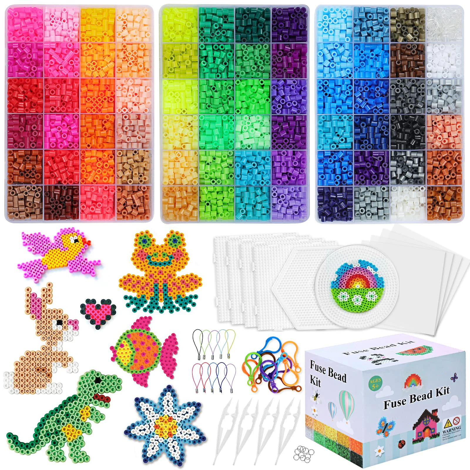 15000Pcs 72 Assorted Colors Melting Beads Ironing Paper Tweezers Colorful Hooks 5mm Fuse Beads Kit Beads Crafts Set