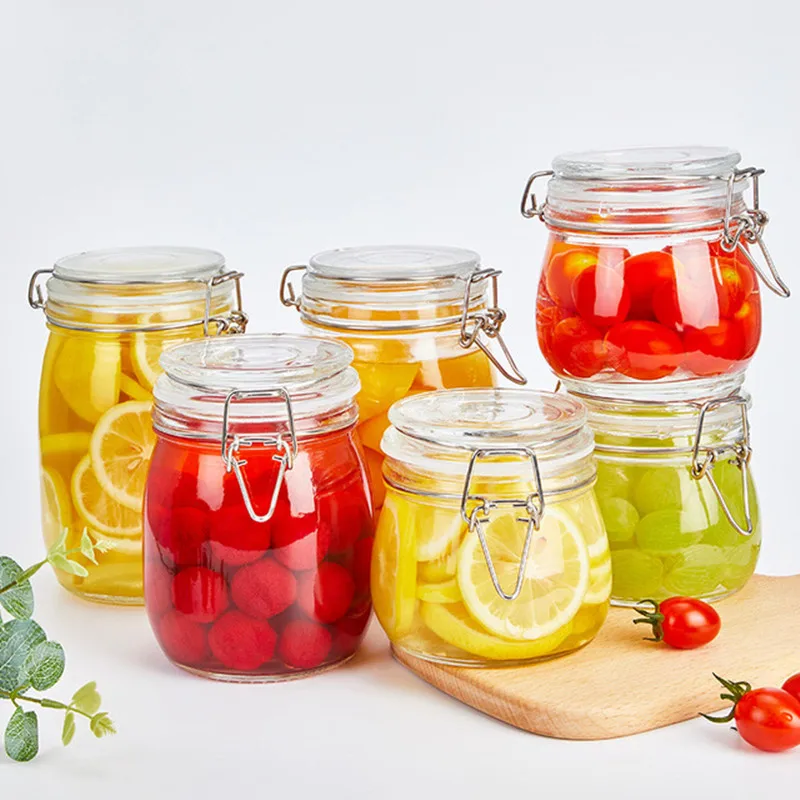 Cheap Price Large Quantity Glass Food Jam Storage Jars with Hinged Lids 450ml 750ml 1500ml 3000ml