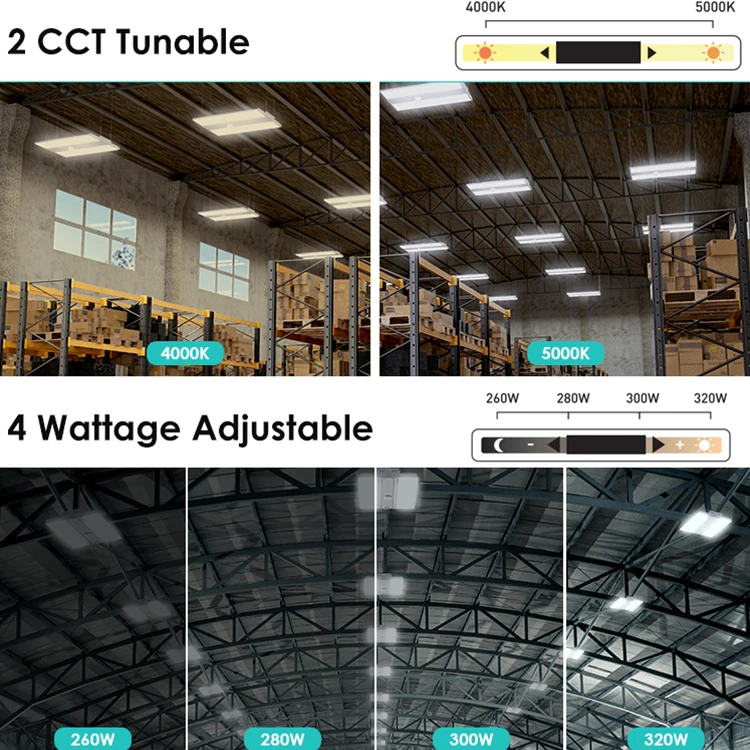 Professional Design Cct Wattage Adjustable Motion Sensor 1ft 2ft 3ft 4ft Warehouse Industrial Lighting Led Linear High Bay Light