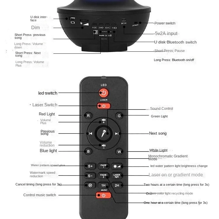 Star Projector Night Lightsbluetooth Laser Ambiance Light Water Ripple Ocean Usb Music Romantic  Night Light