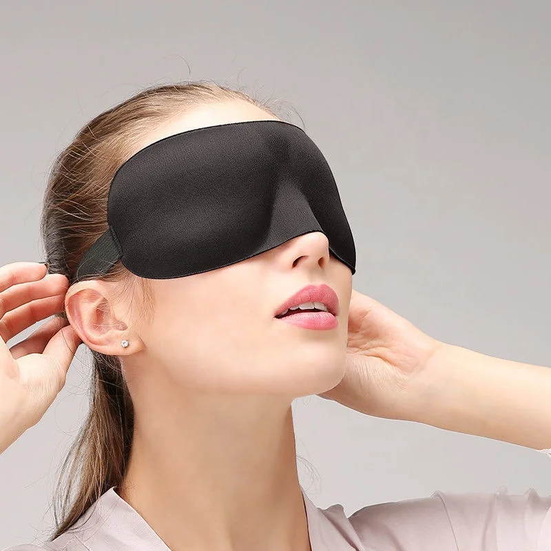 Custom Logo Comfortable Breathable 3D Contoured foam Eyemask 100% Blackout Eye Mask for Sleeping with Adjustable Strap