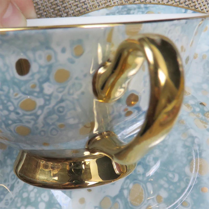 2021 luxury  new design coffee  and tea cup  luxury tangshan bone chinaware white tea coffee cup and saucer set