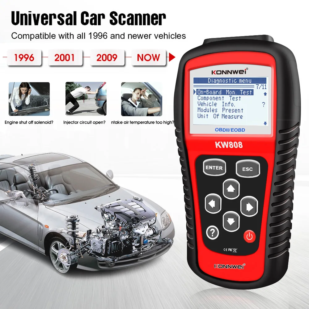 KONNWEI заводской OBDII сканер escaner автомобильный двигатель для универсального автомобиля аналогичный autel ms509