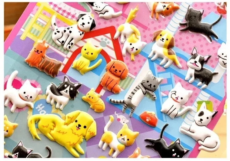 Wholesale High Quality Kawaii Kid Play 3D Bubble Puffy Cartoon Shark Animal Self-adhesive Sticker