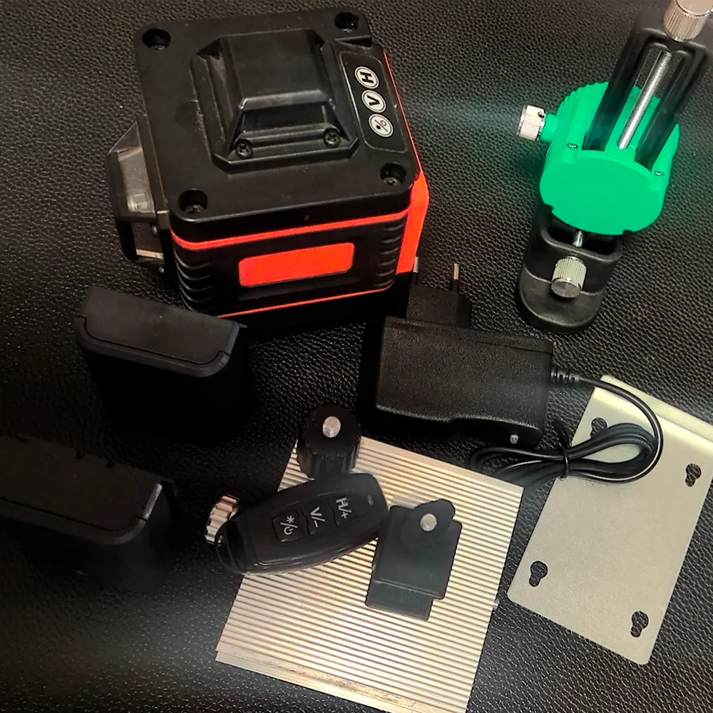 Multifunctional 16 Line 4D Laser Level Set with Two 3000mAh Lithium Batterie Accessories Rotar Level Machine Hand Surveying Tool