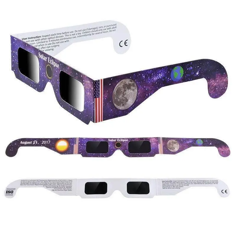 Customized Design Printed Solar HD Film Crisp Solar Image Eclipse Solar Glasses Viewing Paper 3D Glasses for Eclipse
