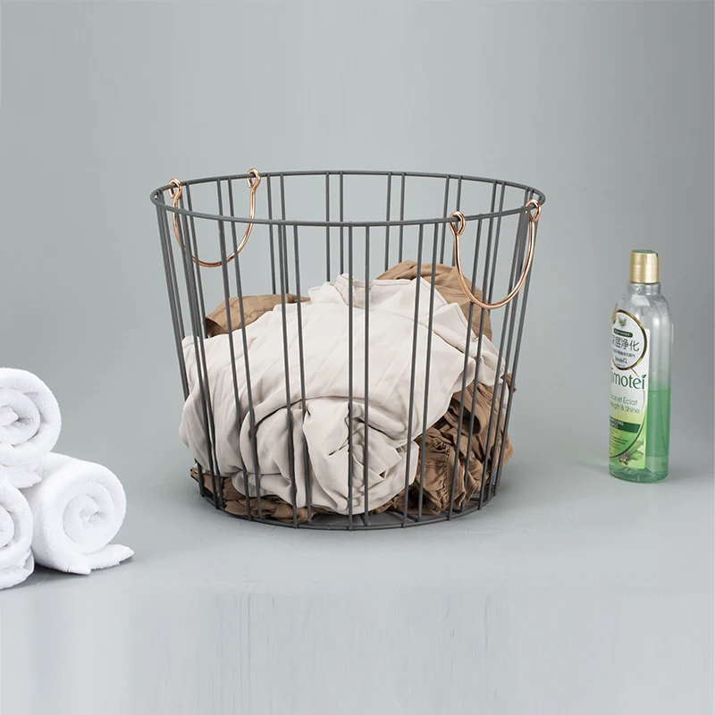 Wholesale Round household Metal stacking Basket with handle for sundries