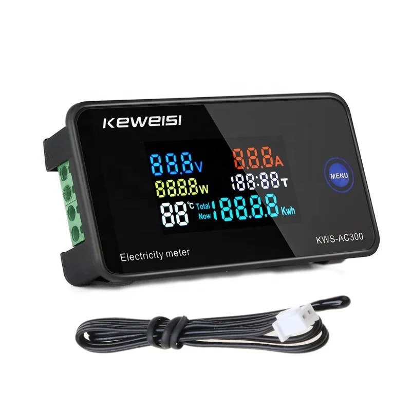 KWS-AC300 KWS AC Power Watt Energy Meter AC 50-300V 10A 100A AC Voltmeter Ammeter Electric Meter