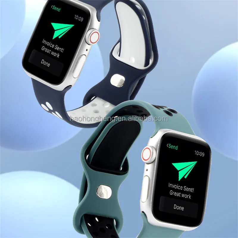 Dual Color 8 Buckle Silicon Watch Band for iWatch 38mm 40mm 41mm 42mm 44mm 45mm 49mm, For iWatch Two Tone Silicon Band