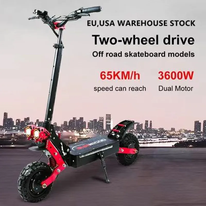 NEW  48v 3600W acceleration motor foldable electric scooter with 10-inch 65km/h off-road scooter kick electric wide tire