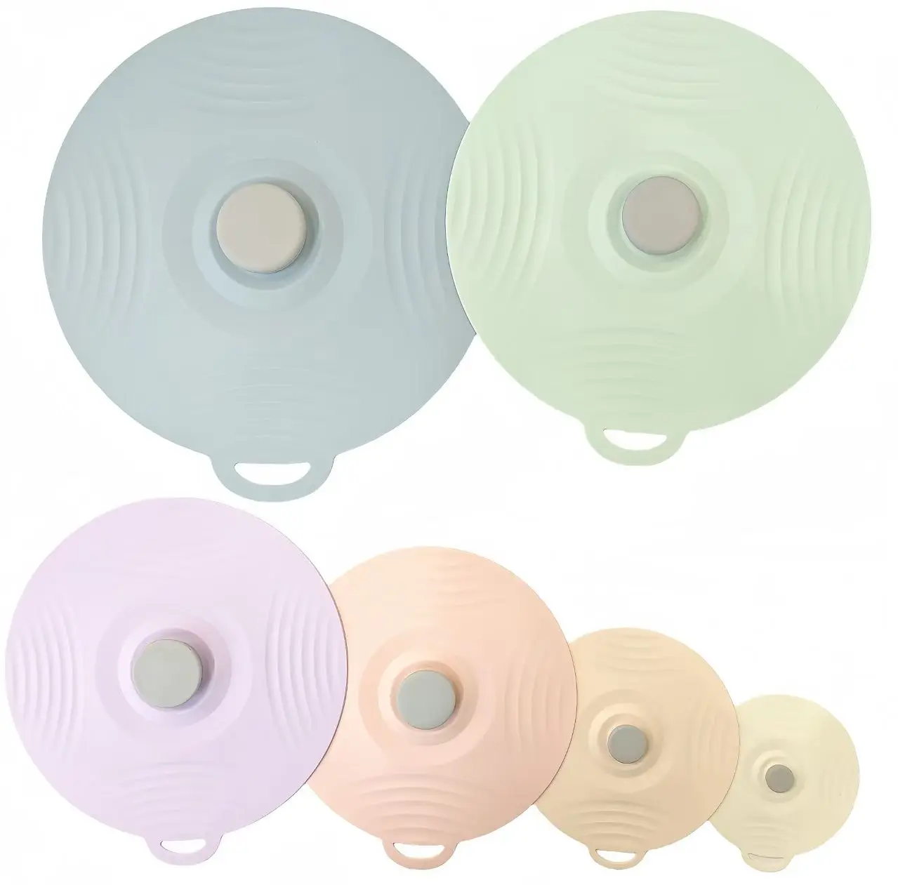 Food grade 5 Different Size Reusable Round Shape Fresh keeping Cooking Pot Lids flexible Heat Resistant Silicone Suction Lids