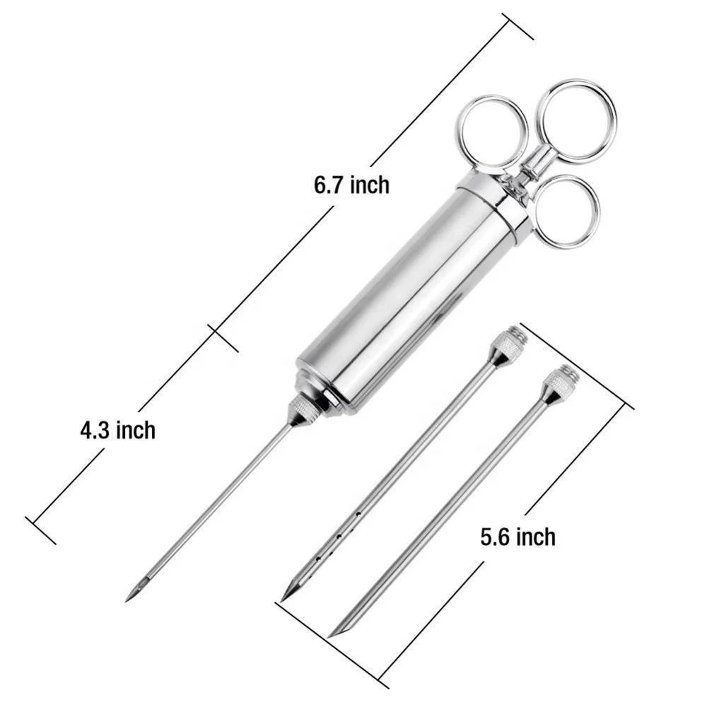 2oz 3 needle Meat Injector, Marinade Injector, Seasoning Injector