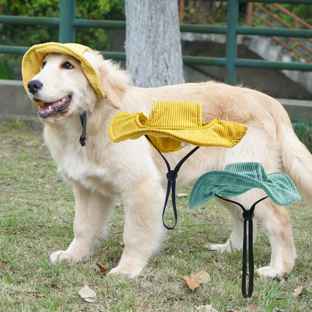 LM0080M Pet supplies Summer Dog Sunscreen Hat Take photos and dress up with a sun hat Pet corduroy fisherman hat