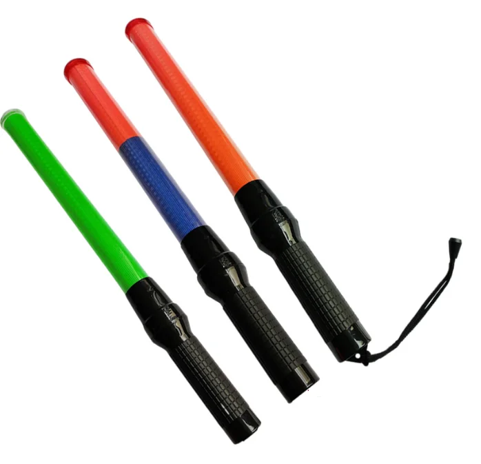 factory price Portable traffic Stick wand flashlight Red green blue Traffic Baton plastic