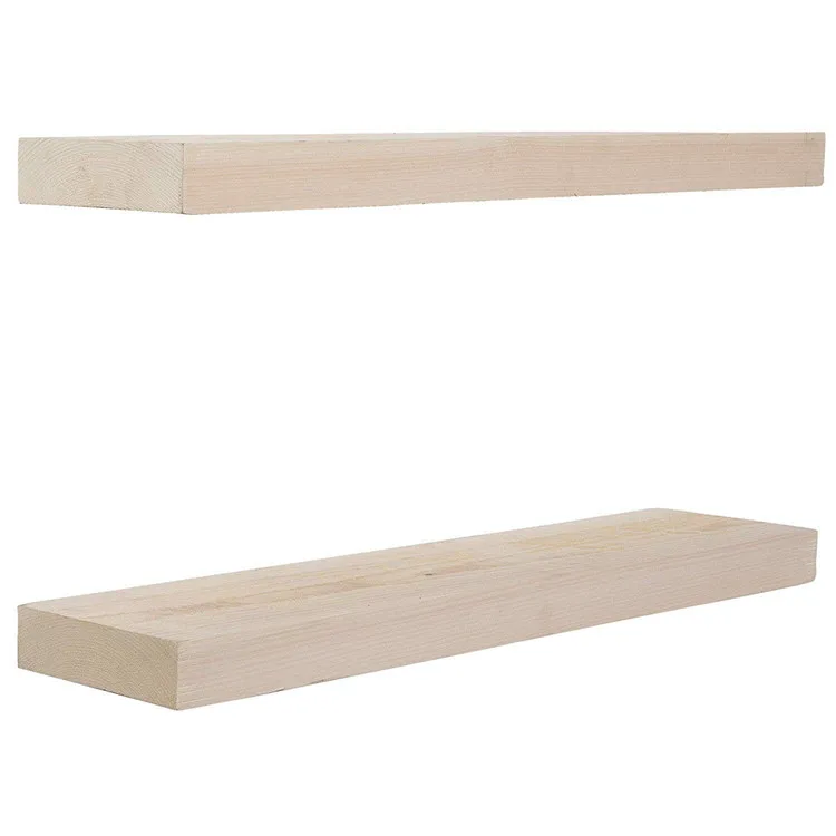 Pine Solid Wood Wall Shelves, Wall Mounted Wooden Shelves for Bathroom Bedroom Living Room Kitchen