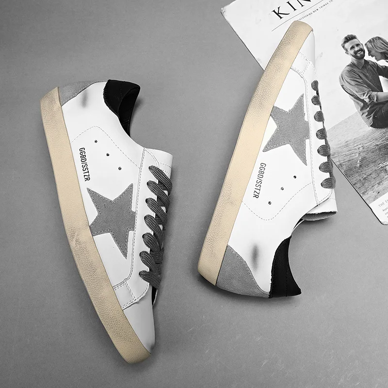 Goldens White leather Super-Star sneakers with glittery heel tab gooses women Shoes walking style shoes