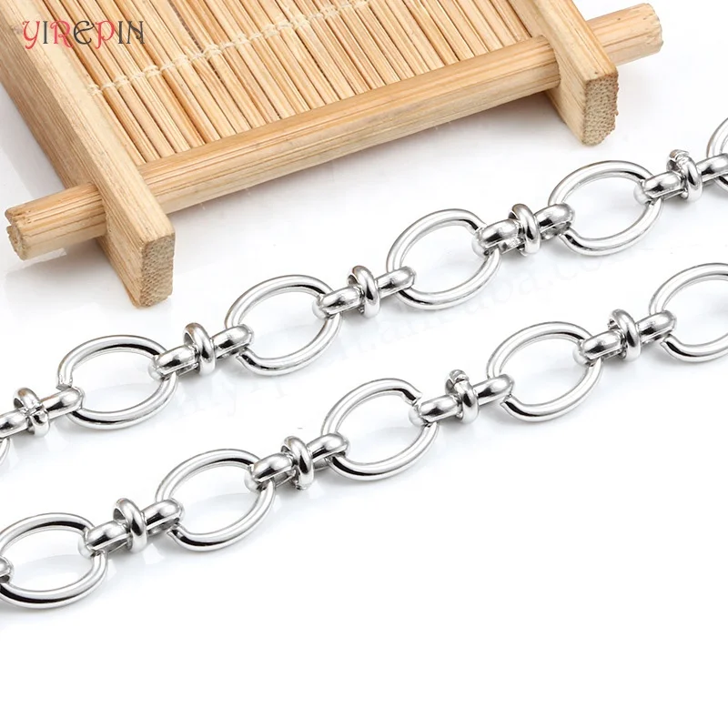 Stainless steel handmade oval cross Chinese knot chain DIY jewelry chain