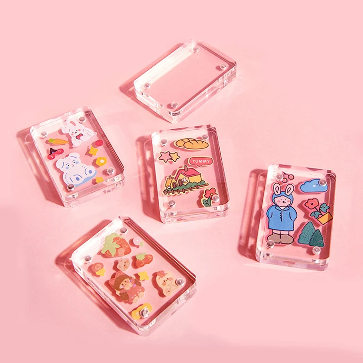 Custom PVC Acrylic Screed Brick Binder Anime Kpop Photo Card Holder Clear Printed Double Sided Photo Collect Acrylic Photocard