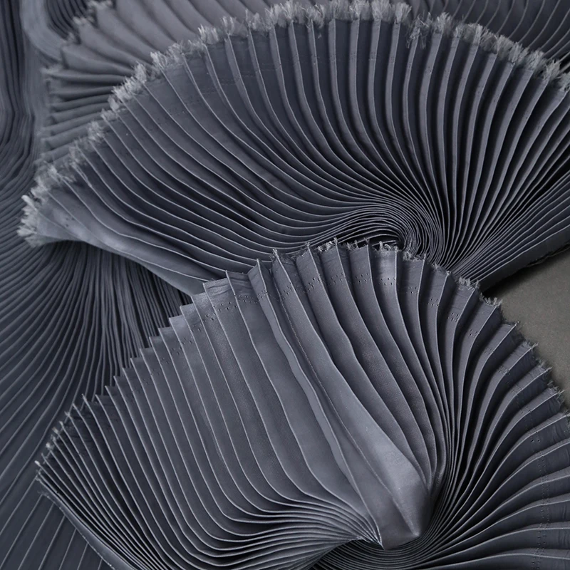 Pleated Mesh Fabric Design DIY Shape Handmade Fashion Designer Material Stage Background Fabrics