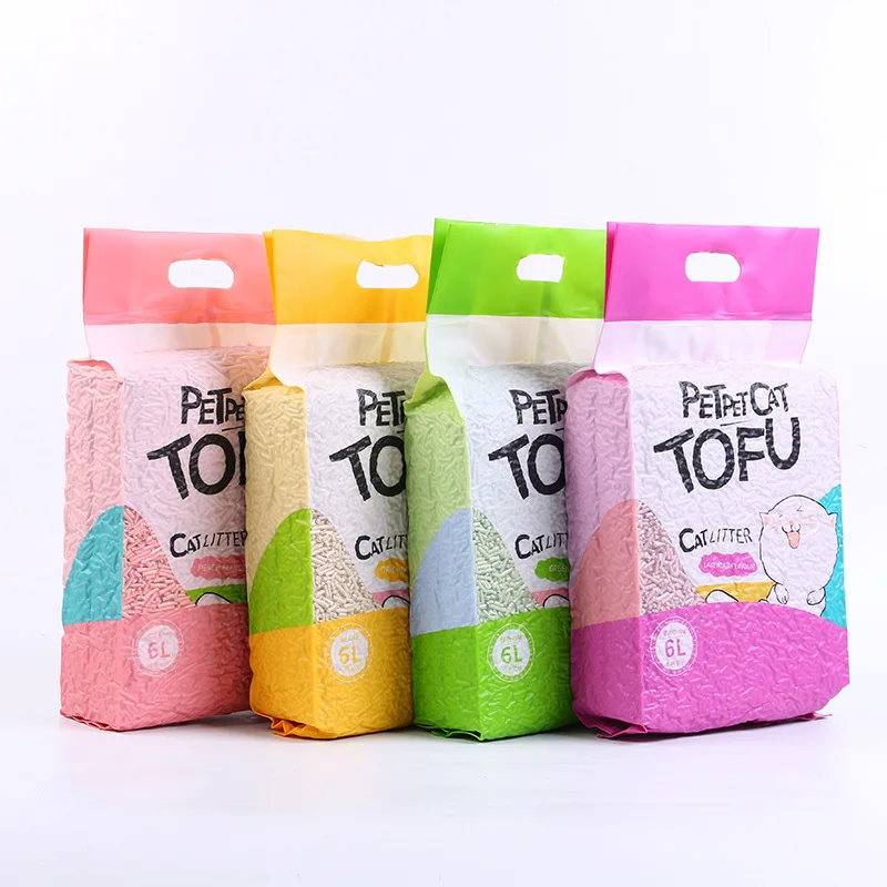 New design vacuum packaging pet cat products Quick Clumping flushable toilet cat litter tofu cat litter