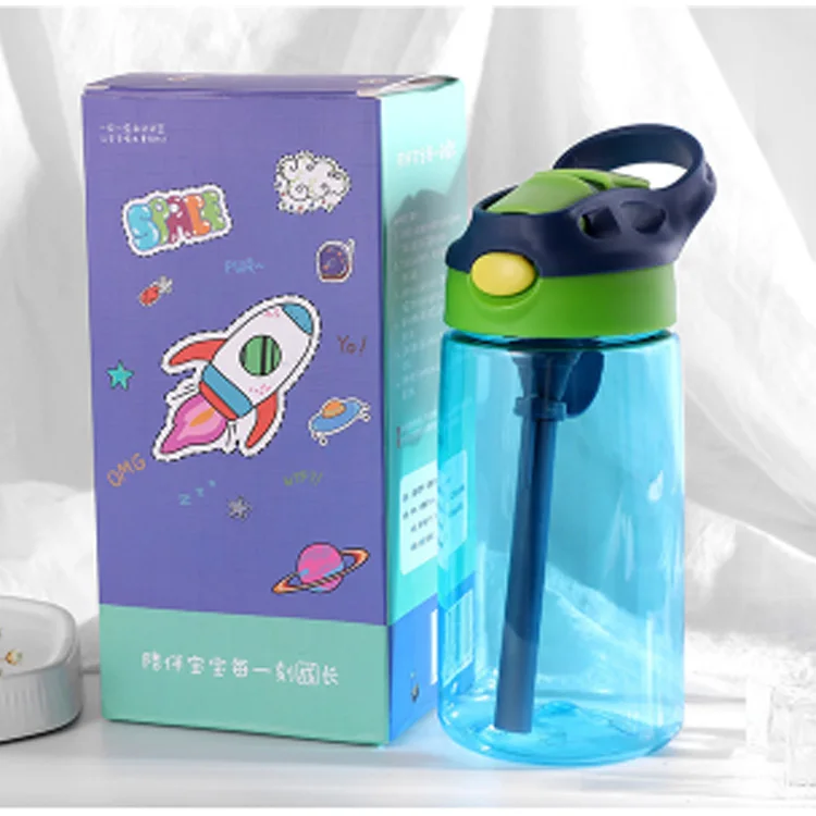 
Wholesale high quality one-click nozzle straw transparent plastic water bottle for kids children students 
