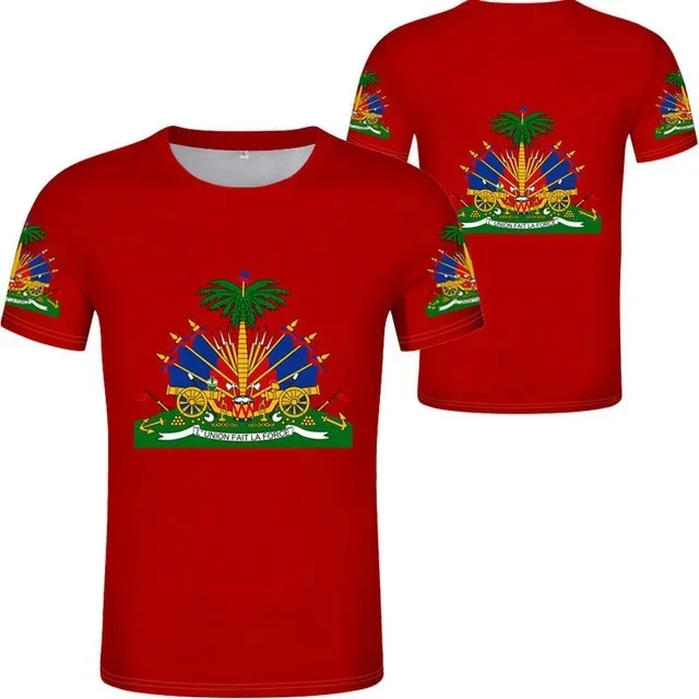 Hn Hot Sale Haiti Flag Clothing Custom Logo Full Print Design T Shirt with Haiti National Flag