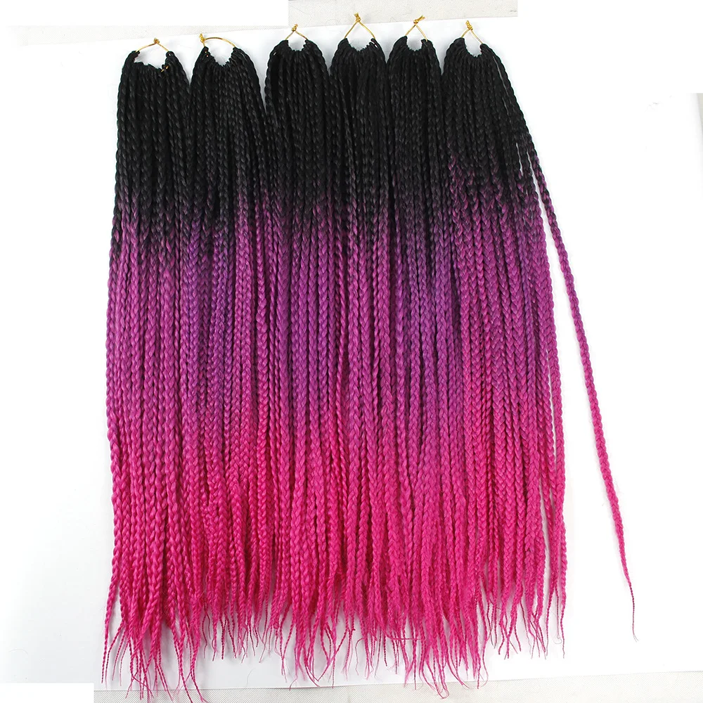 NEWLOOK22 inch colorful three-strand braid box braid 22 chemical fiber crochet braids hair extension wig