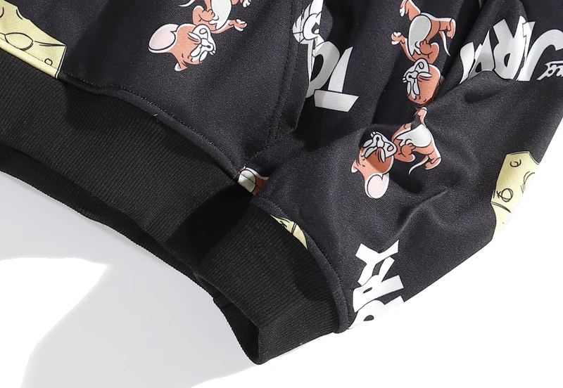 High quality Unisex Printed wholesale Cartoon Tom and Mouse plus fleece hooded sweater hoodie custom girls hoodie