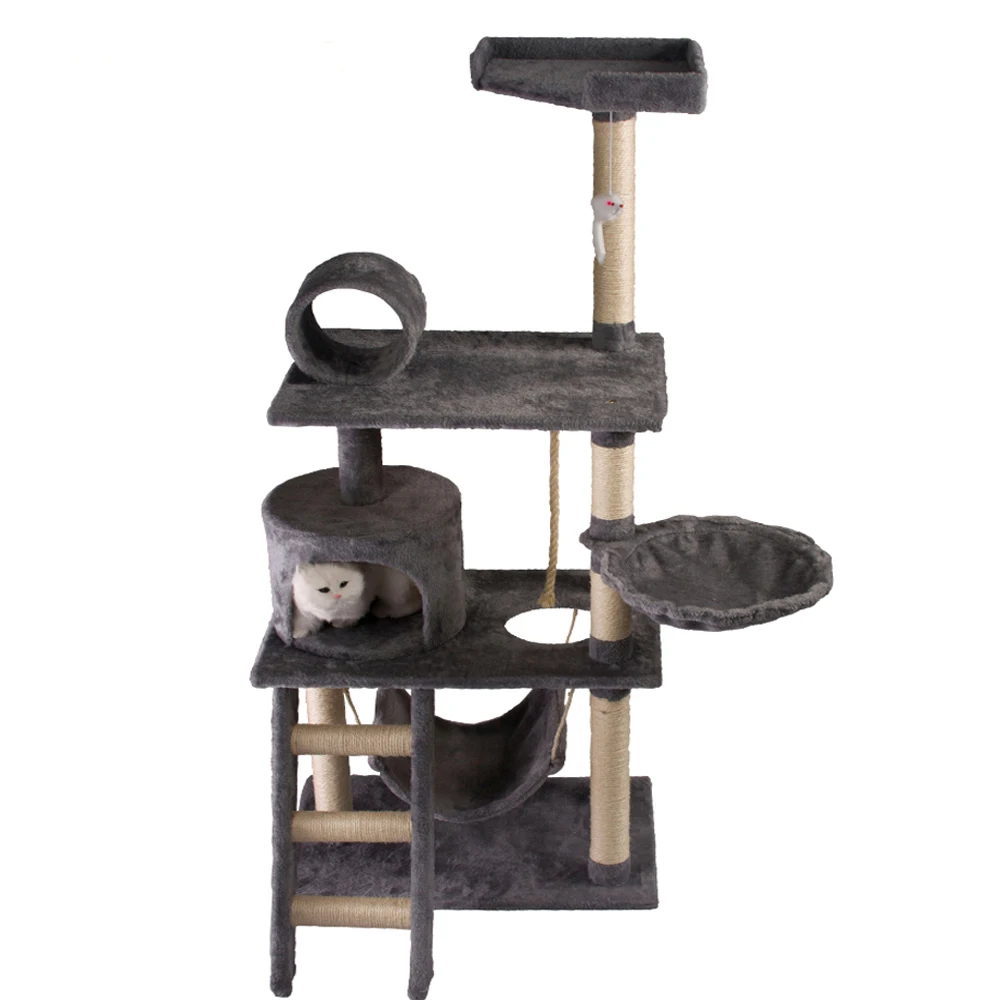 Large Design Luxurious Sisal Oem Wooden Manufacturer Customized Furniture Pet Cat Tower Bucket Condo Tree House Cat Tree