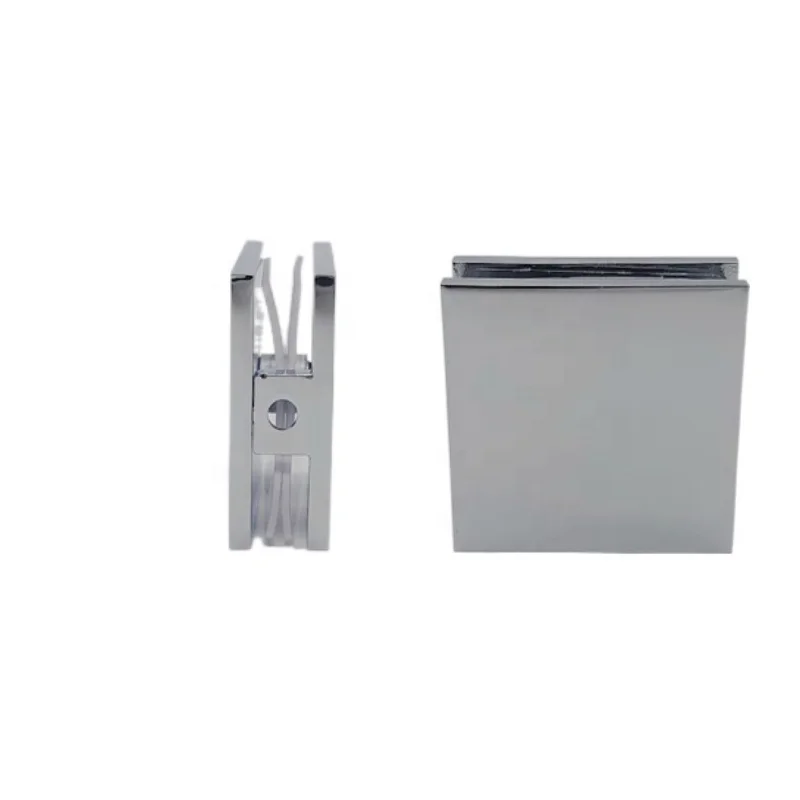 FENGZE Square Wall Mount Movable Clamp 0 Degree Brass Clamp for Frameless Shower Enclosure Sliding Door Clip