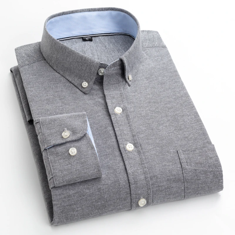 Hot Sale Long Sleeve Oxford Cotton Comfortable and Breathable Office Solid Color Casual Shirt