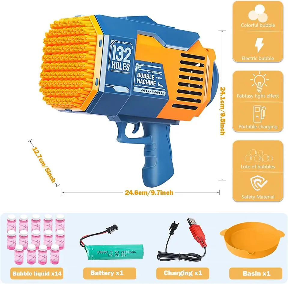 Заводская Лидер продаж, детский летний наружный пистолет с 132 отверстиями, пластиковая пузырьковая ракета с легкими игрушками