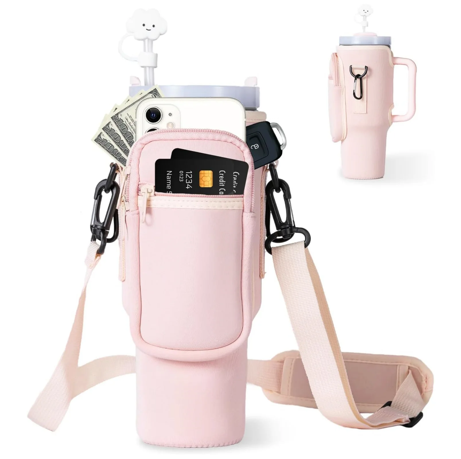 free sample with Phone Pouch with Strap  Cup Bottle Sling Neoprene Water Bottle Holder Water Bottle Carrier Bag