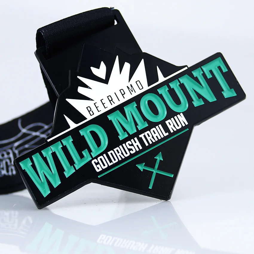 
custom cheap kids colorful enamel sports christmas club color ribbon run medals with ribbon 