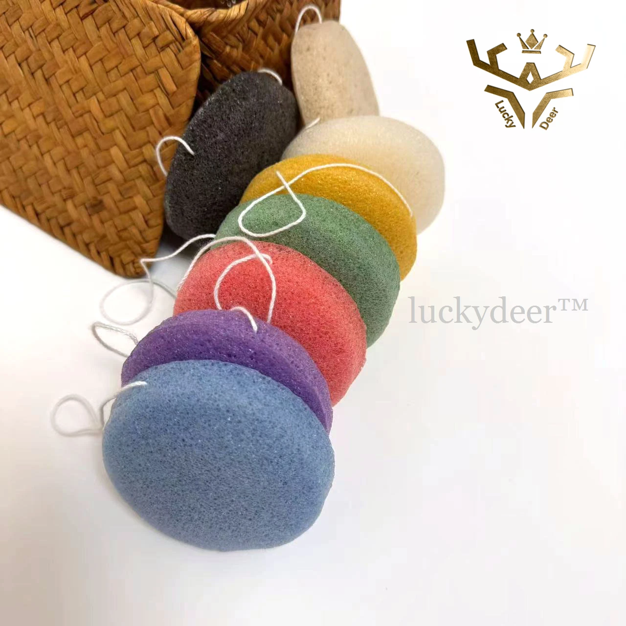 Biodegradable Natural Facial Washing Konjac Sponge Makeup Removing Puff Body Exfoliating Scrubbing Charcoal Cleansing Sponge